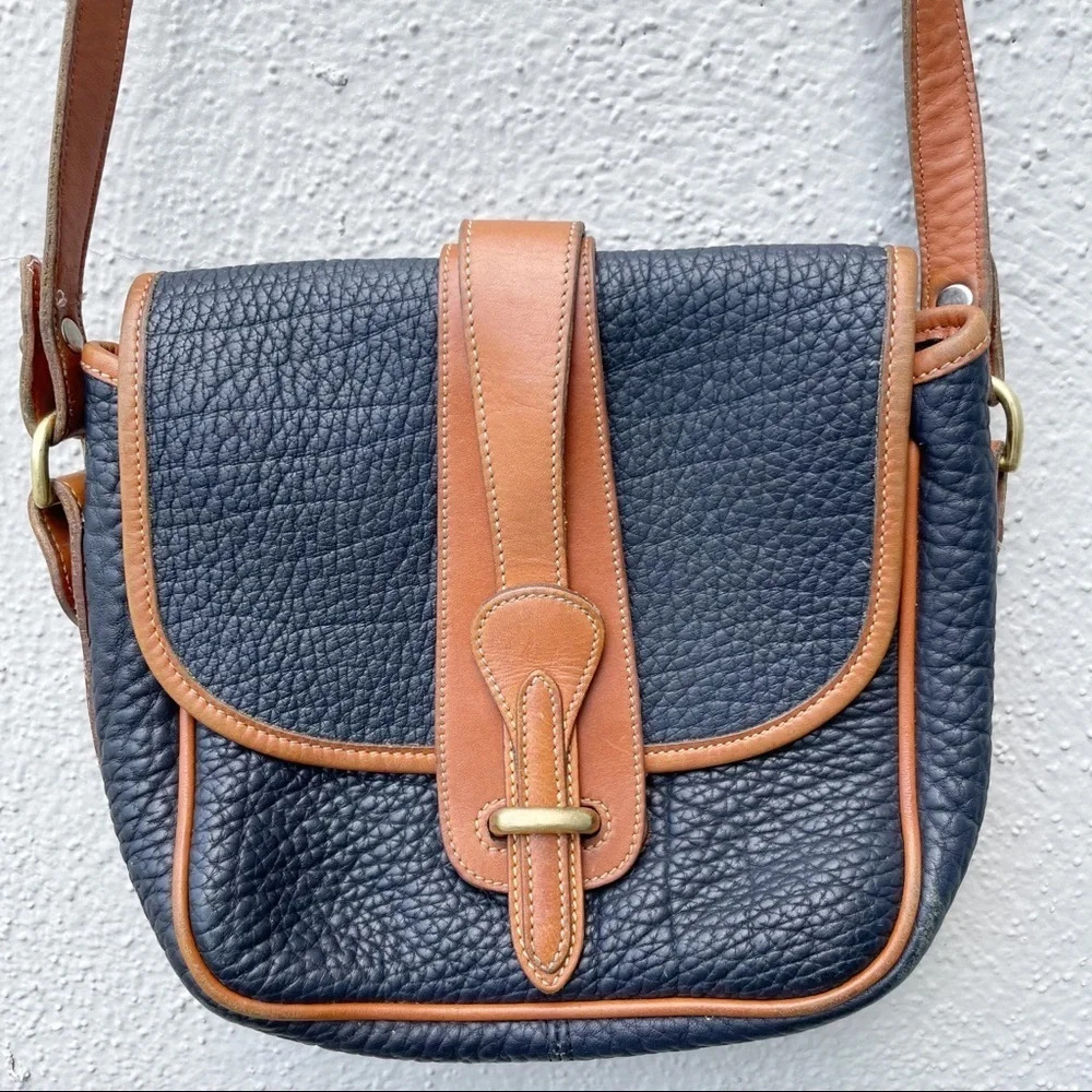 Vintage Dooney & Bourke Equestrian Crossbody Bag pebbled leather